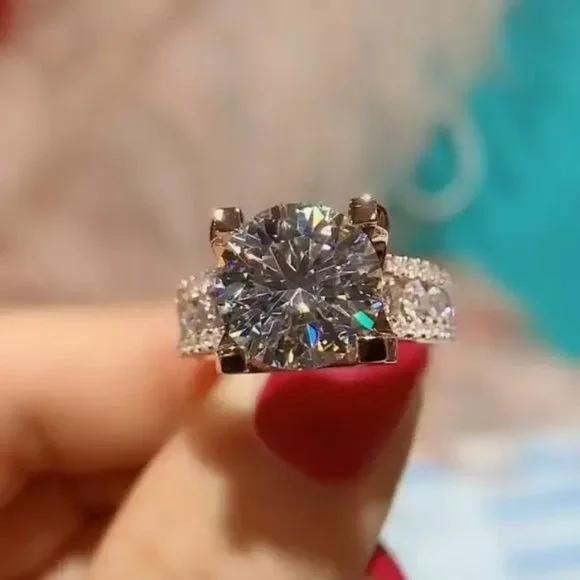 💍Crystal Pure Zircon Rose Gold Luxury Chunky Ring for Women, UNVN12256